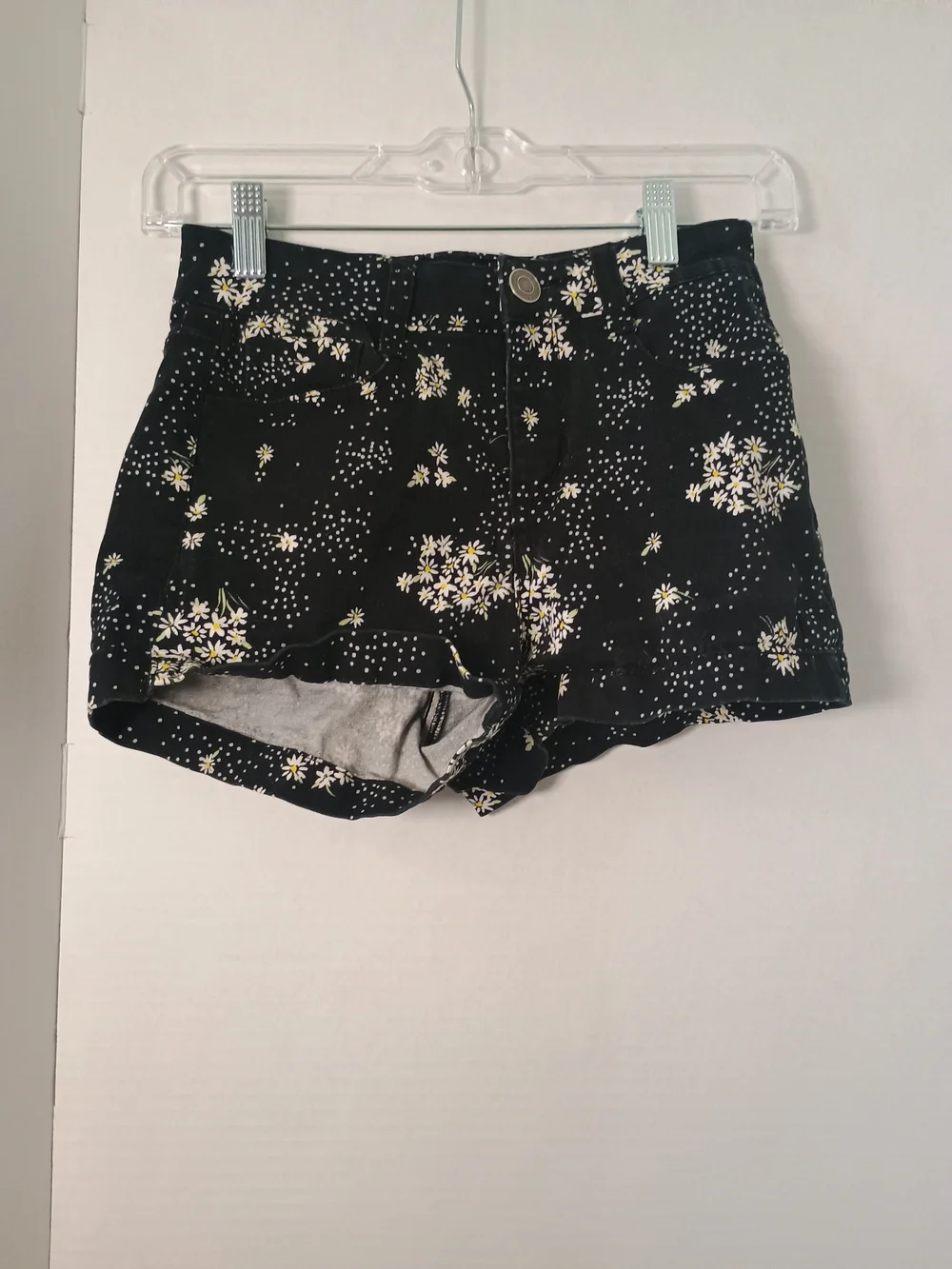 So Floral Denim Shorts Black & White Size 3